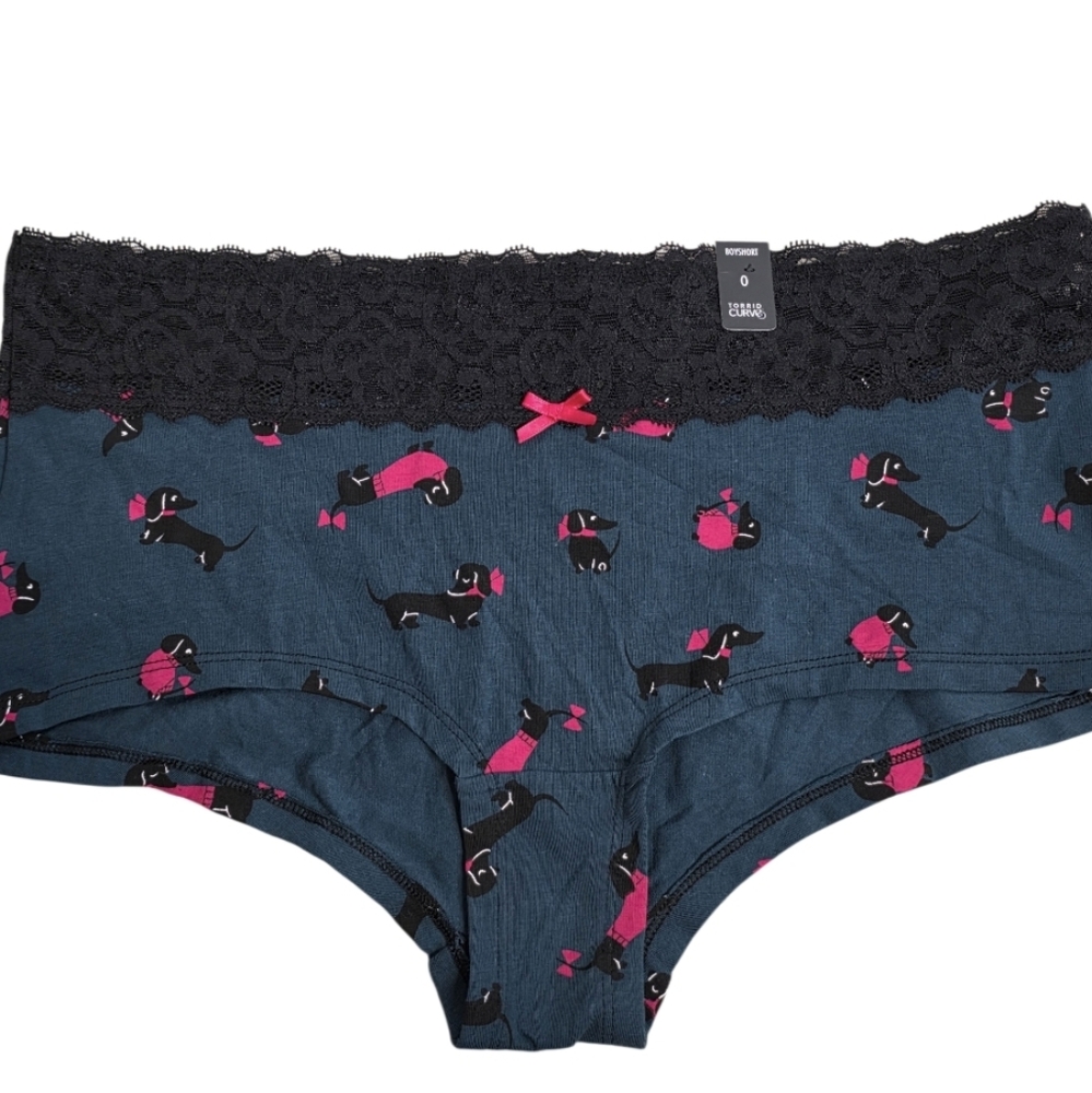 Torrid Dachshund Weiner Dog Boyshort Panties NWT Size 0XL Large